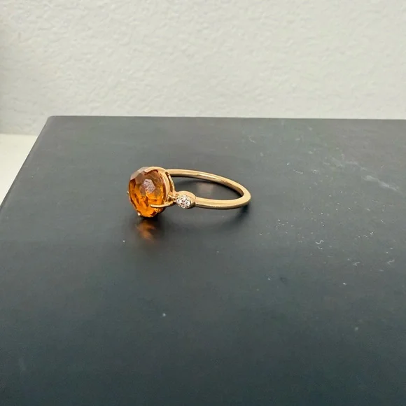 18K yellow gold Citrine & diamond ring - Picture 4 of 5